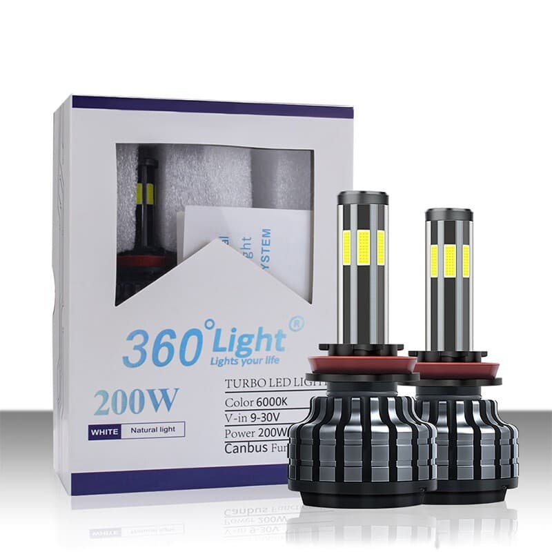6 Side Lighted LED Headlight Bulbs H4 HB2 9003 High Low Beam Kit White Bright