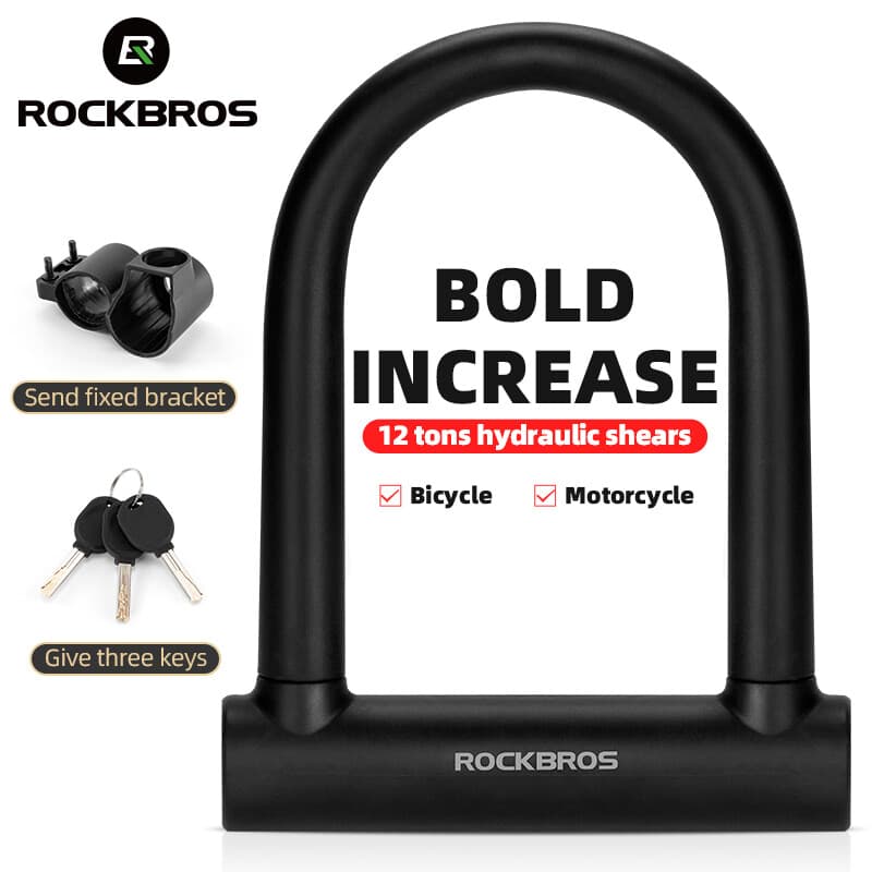 ROCKBROS Bike U Lock Heavy Duty Anti Theft Secure U Lock with Keys for Scooters