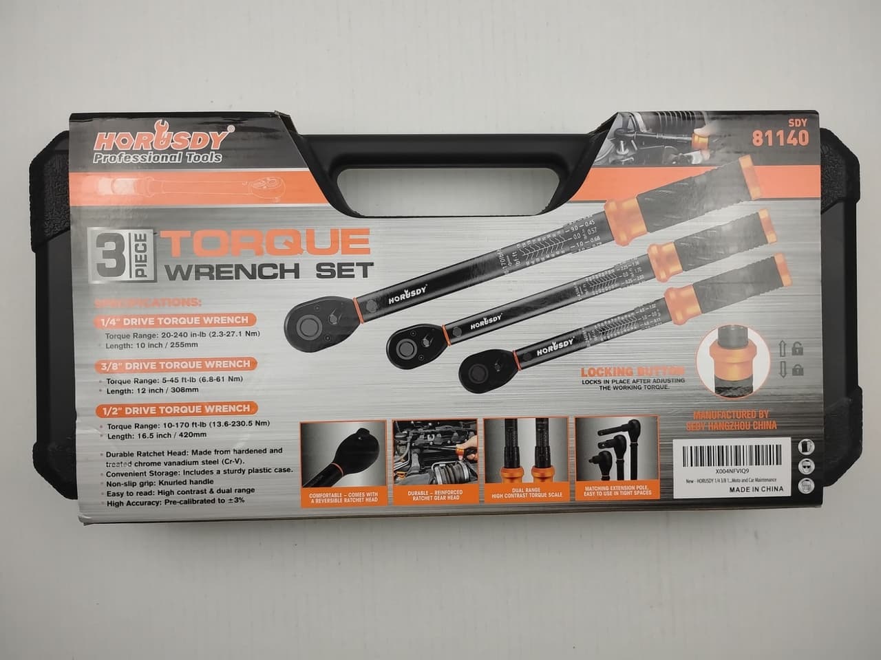3Pack Torque Wrench Set, 1/4", 3/8", 1/2" Drive Click Torque Wrench