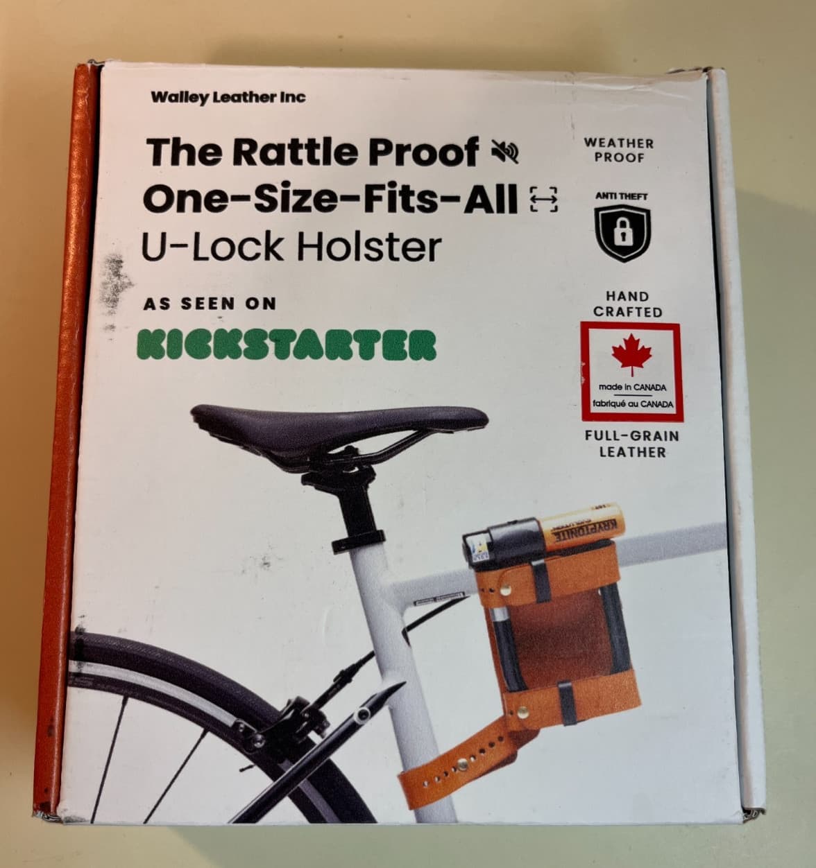 Open Box - Walley Leather U-Lock Bike Lock Holster / Holder, Kickstarter