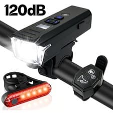 IPX4 Bike Headlight Taillight Horn Set Solar USB Rechargeable for Night Cycling