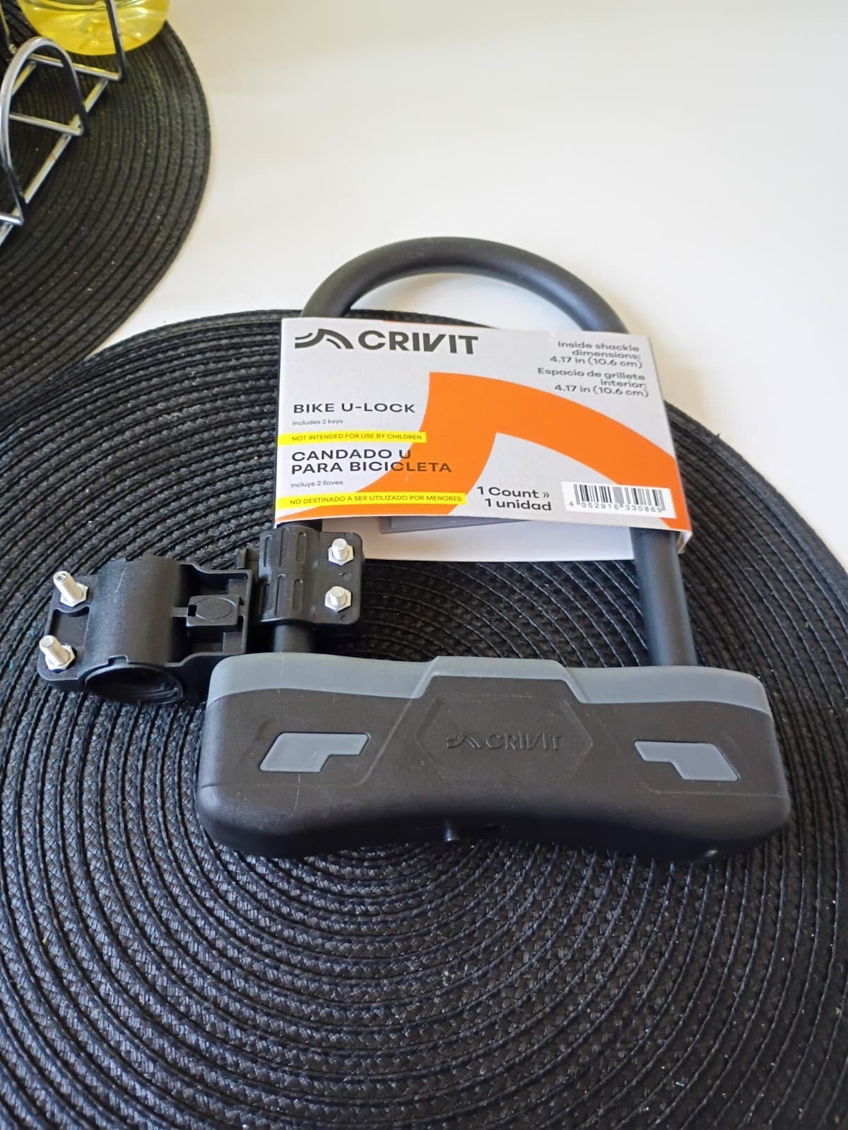 CRIVIT Bicycle U lock Steel Carbon Bike U Lock Anti Theft w/2 keys Black Lock